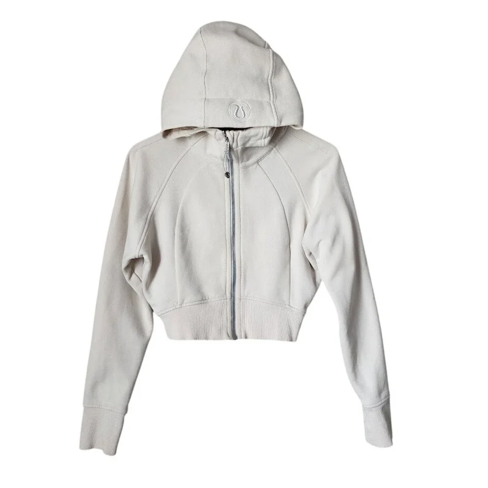 LULULEMON Scuba Cropped Hoodie‎ Zip Up Bone Cream Athleisure